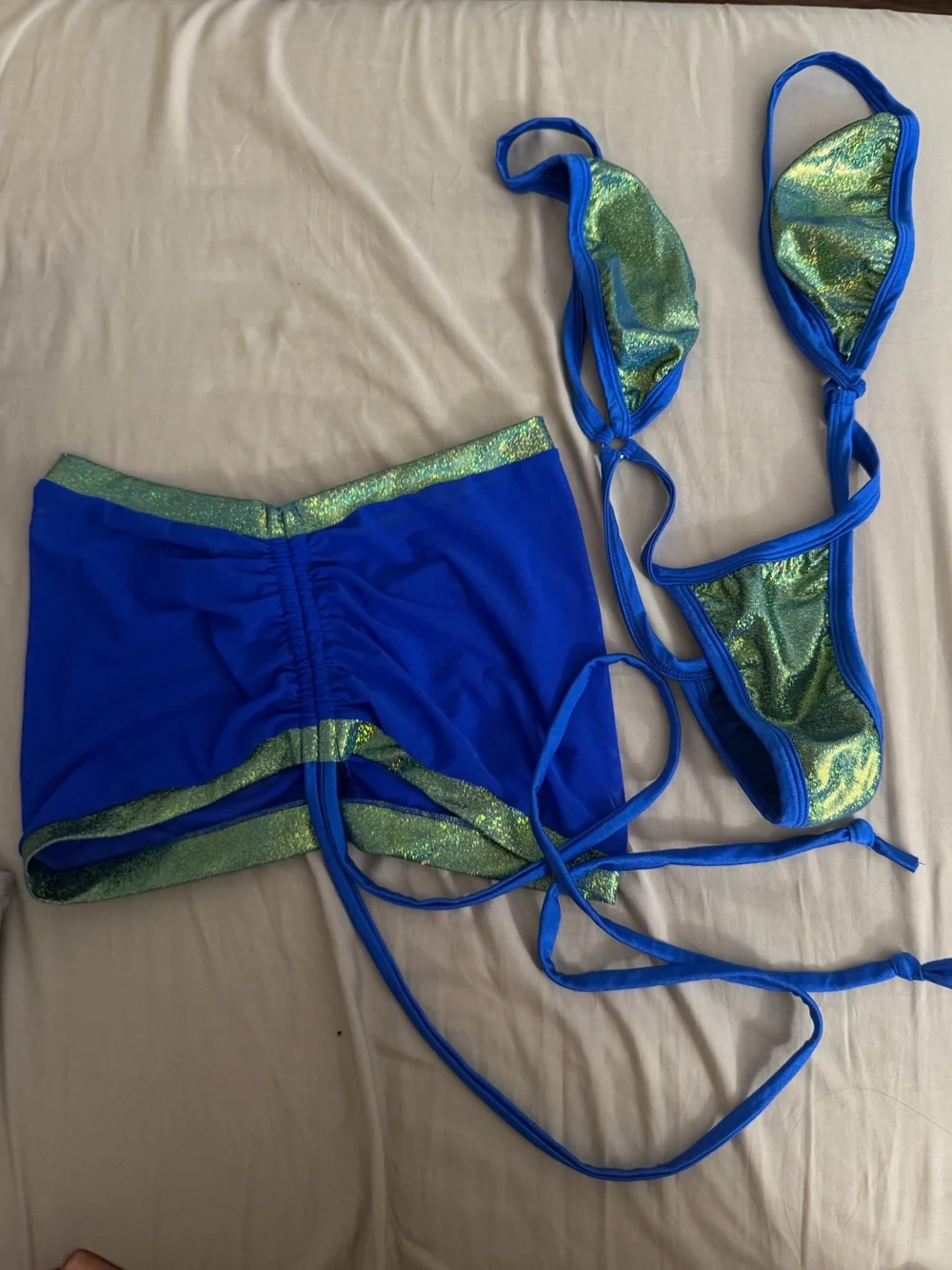 Blue Metallic Accent Bikini Set